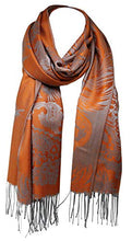 Load image into Gallery viewer, Peacock Feather and Paisley Print Pashmina Feel Scarf / Wrap / Shawl / Headscarves
