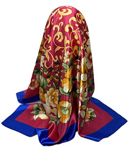 Floral Print Silk Satin Style Bandana Square Scarf / Head Wrap