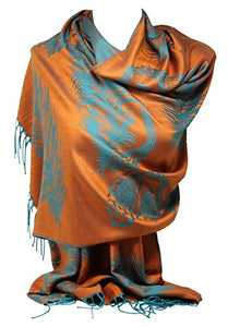 Peacock Feather and Paisley Print Pashmina Feel Scarf / Wrap / Shawl / Headscarves