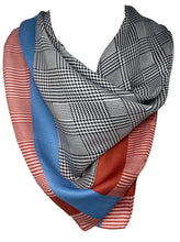Load image into Gallery viewer, Classic Bandana Scarf, Houndstooth Print with Colored Borders Square Silk Feel Neck Scarves, Multifunctional Hair Band Hand Kerchief, Neckerchief Hair Tie