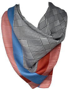 Classic Bandana Scarf, Houndstooth Print with Colored Borders Square Silk Feel Neck Scarves, Multifunctional Hair Band Hand Kerchief, Neckerchief Hair Tie