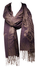 Load image into Gallery viewer, Peacock Feather and Paisley Print Pashmina Feel Scarf / Wrap / Shawl / Headscarves