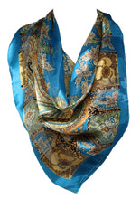 Load image into Gallery viewer, Self Embossed Striped Floral Print Silk Satin Square Bandana Neck Scarf / Head Scarves / Neckerchief / Hair Tie