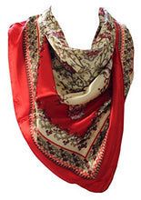 Load image into Gallery viewer, Ethnic Floral Print Silk Satin Bordered Bandana Square Neck Scarf / Head Scarves