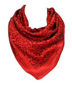 Ethnic Floral Print with Border Silk Feel Square Bandana Neck Scarf / Head Scarves