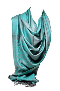 Peacock Feather and Paisley Print Pashmina Feel Scarf / Wrap / Shawl / Headscarves