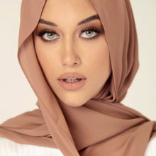 Load image into Gallery viewer, Women&#39;s Scarf Hijab Chiffon Georgette Handmade Soft Premium Quality Sarong Shawl Maxi Plain Wrap Solid Colours Made in Dubai